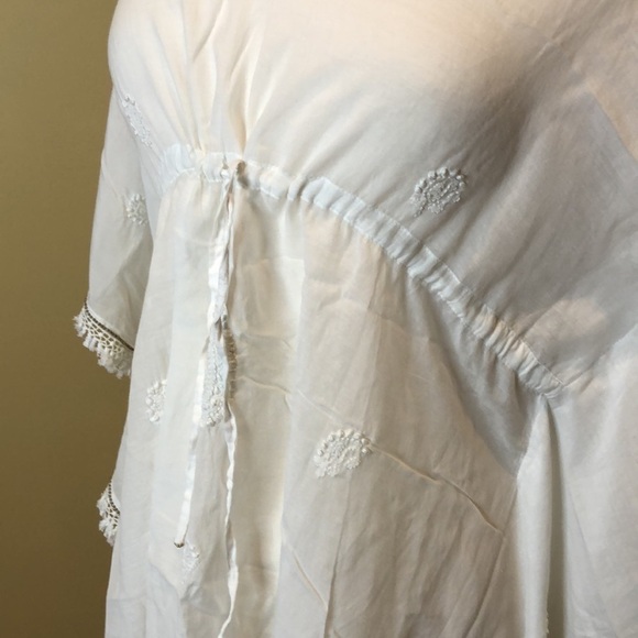Lisa Curran Cream Embroidered Caftan Coverup M - Picture 2 of 10